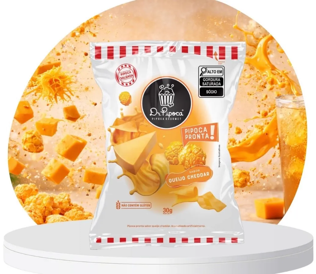 Pipoca gourmet Queijo Cheddar da Dr. Pipoca