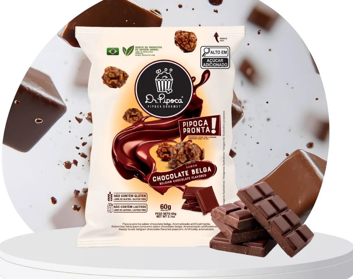 Pipoca gourmet Chocolate Belga da Dr. Pipoca